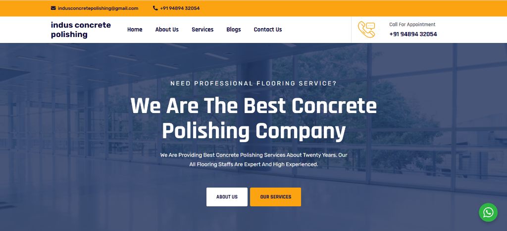 Indus Concrete Polishing Website Showcase
